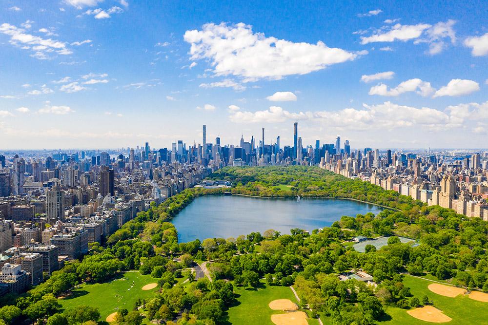 Aerial view of New York City sky line during the day
